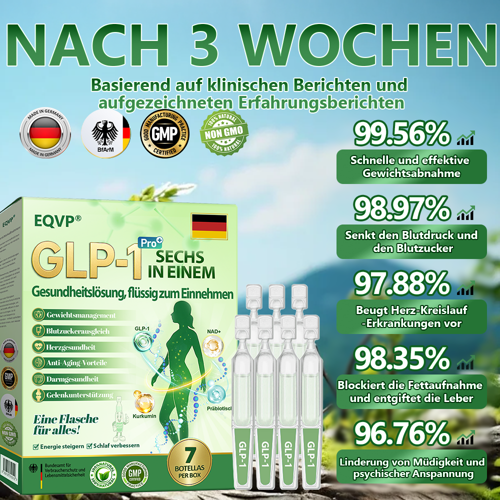 Offizieller Laden ✅| 𝗘𝗤𝗩𝗣® 𝐺𝐿𝑃-𝟏 SECHS IN EINEM Gesundheitslösung, flüssig zum Einnehmen ✅ Für Fettleibigkeit, Herz-Kreislauf-Gesundheit, Diabetes, Schlafapnoe, Darmgesundheit, Gelenkprobleme und mehr👨‍⚕️