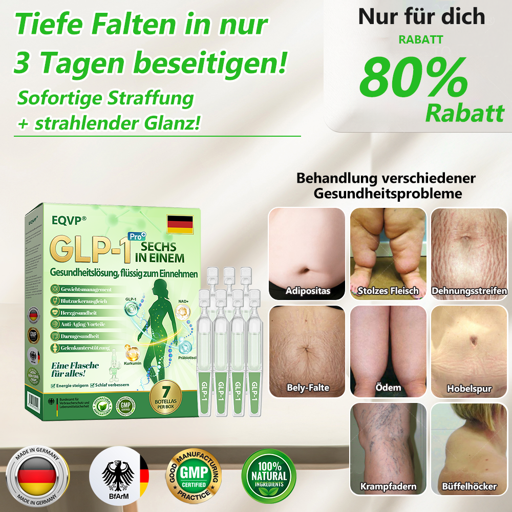 Offizieller Laden ✅| 𝗘𝗤𝗩𝗣® 𝐺𝐿𝑃-𝟏 SECHS IN EINEM Gesundheitslösung, flüssig zum Einnehmen ✅ Für Fettleibigkeit, Herz-Kreislauf-Gesundheit, Diabetes, Schlafapnoe, Darmgesundheit, Gelenkprobleme und mehr👨‍⚕️